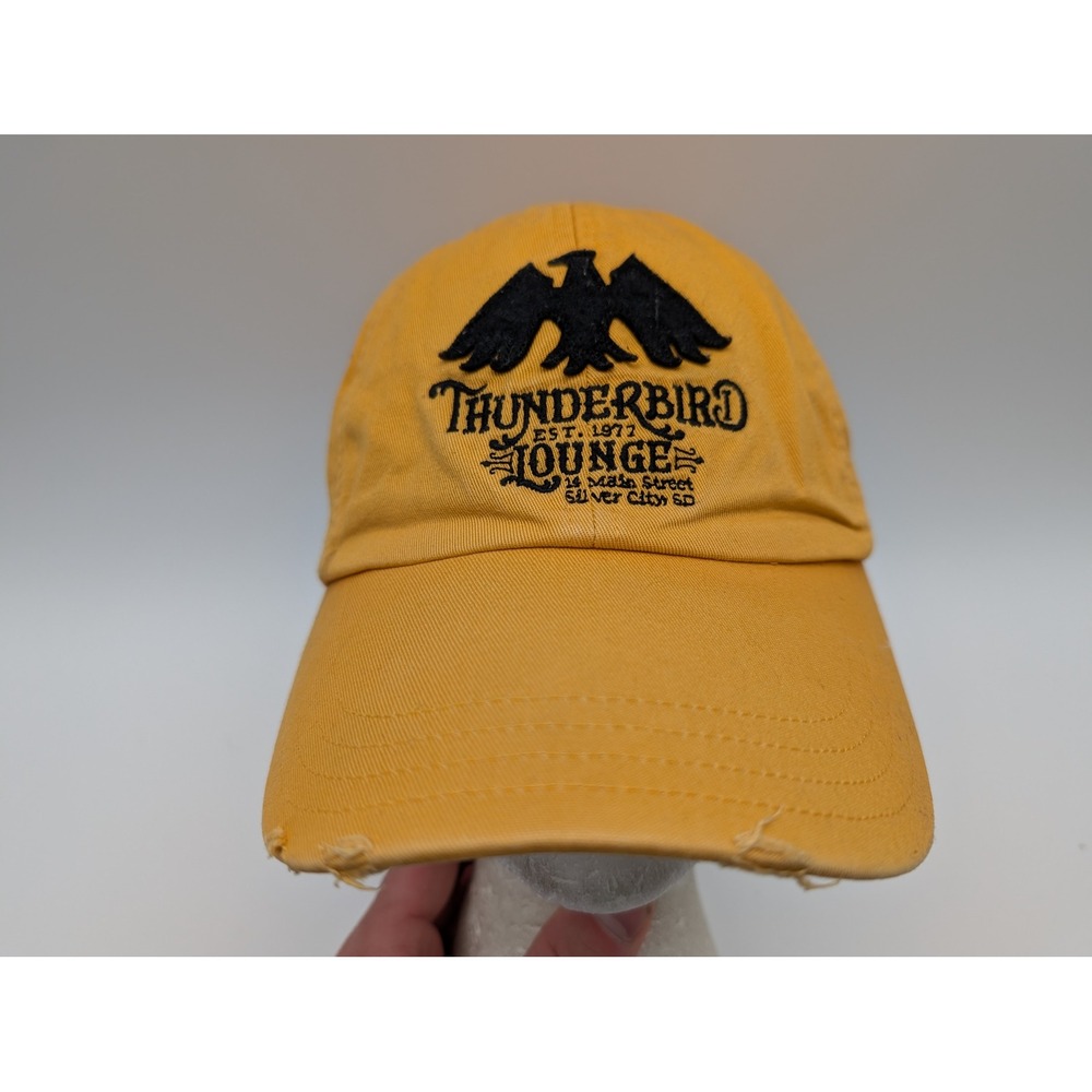 Old Navy Thunderbird Lounge Silver City SD Yellow Distressed Baseball Cap Hat